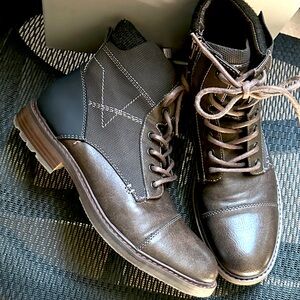 Restoration Men’s Lace Up Side Zip Essex Moto Combat Boots 7.5